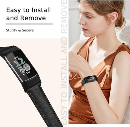 Leather Watch Bands Compatible with Fitbit Charge 6/Charge 5,Genuine Leather Replacement Straps for