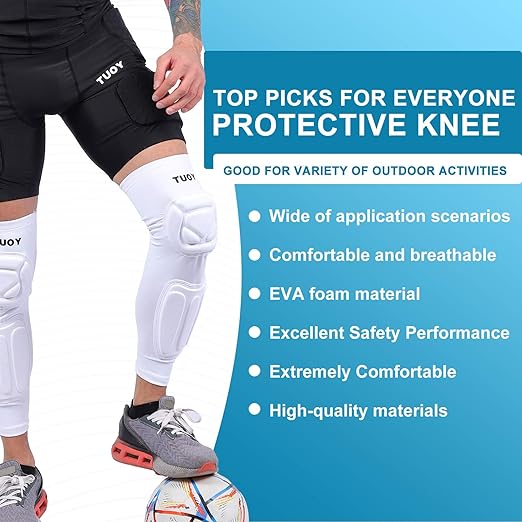 TUOY Knee Pad Shin Guard Pads, Protective Shin/Knee Pad Support Sleeve for Soccer, Football