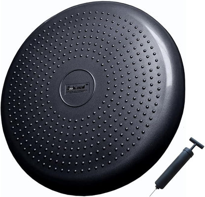 AppleRound Inflated Wobble Cushion with Hand Pump, Air Stability Board (Extra Thick), Core Balance