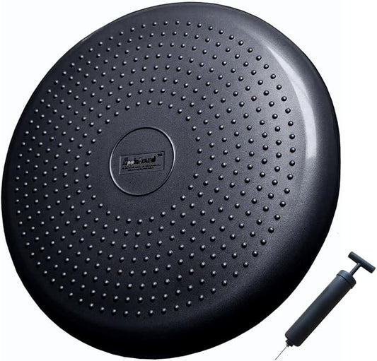 AppleRound Inflated Wobble Cushion with Hand Pump, Air Stability Board (Extra Thick), Core Balance