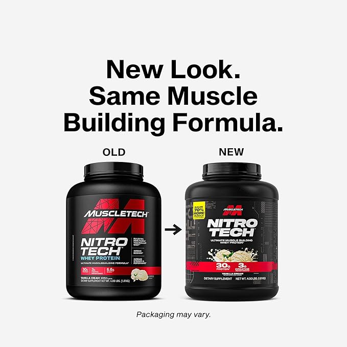 Muscletech Whey Protein Powder (Vanilla Cream, 4 Pound) - Nitro-Tech Ultimate Muscle Building
