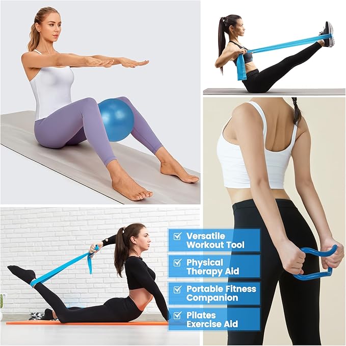 Home Pilates Essentials Kit for Women,Pilates Equipment Set with 9 Inch Yoga Ball,Figure 8