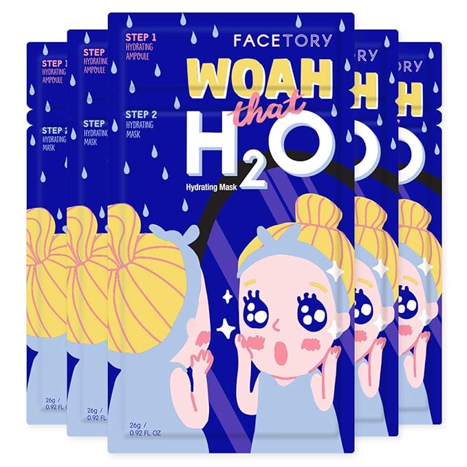 FACETORY K Beauty Face Mask Skin Care - Woah That H2O 2-Step Sheet Mask with Ceramide & Sodium