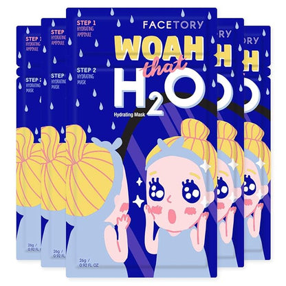 FACETORY K Beauty Face Mask Skin Care - Woah That H2O 2-Step Sheet Mask with Ceramide & Sodium