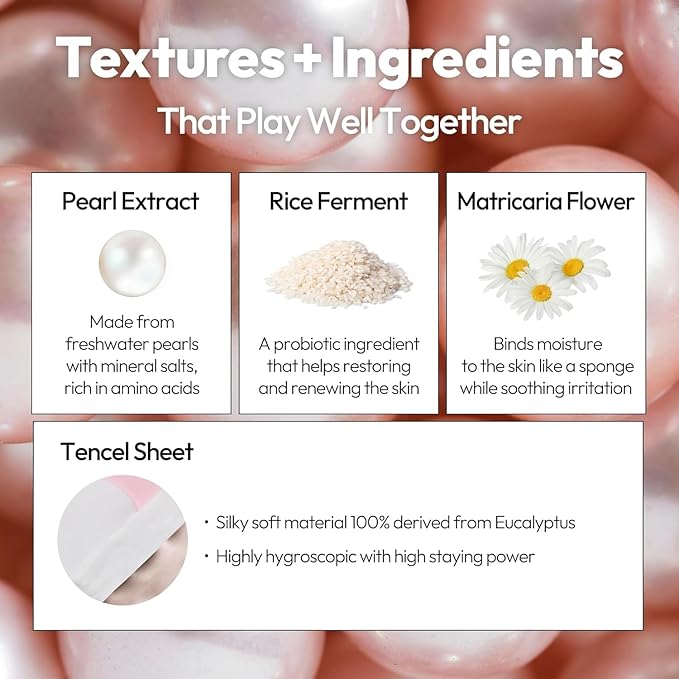 LAPCOS Pearl Sheet Mask, Daily Face Mask with Probiotics to Clarify Skin, Korean Beauty Favorite