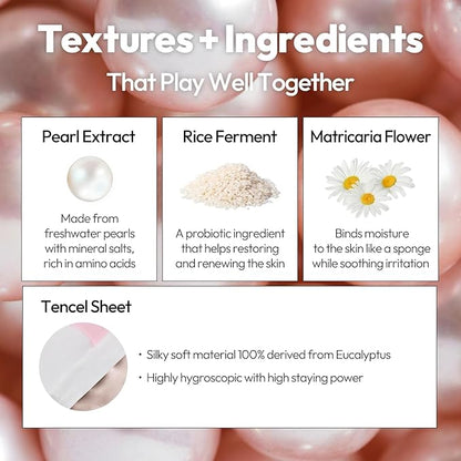 LAPCOS Pearl Sheet Mask, Daily Face Mask with Probiotics to Clarify Skin, Korean Beauty Favorite