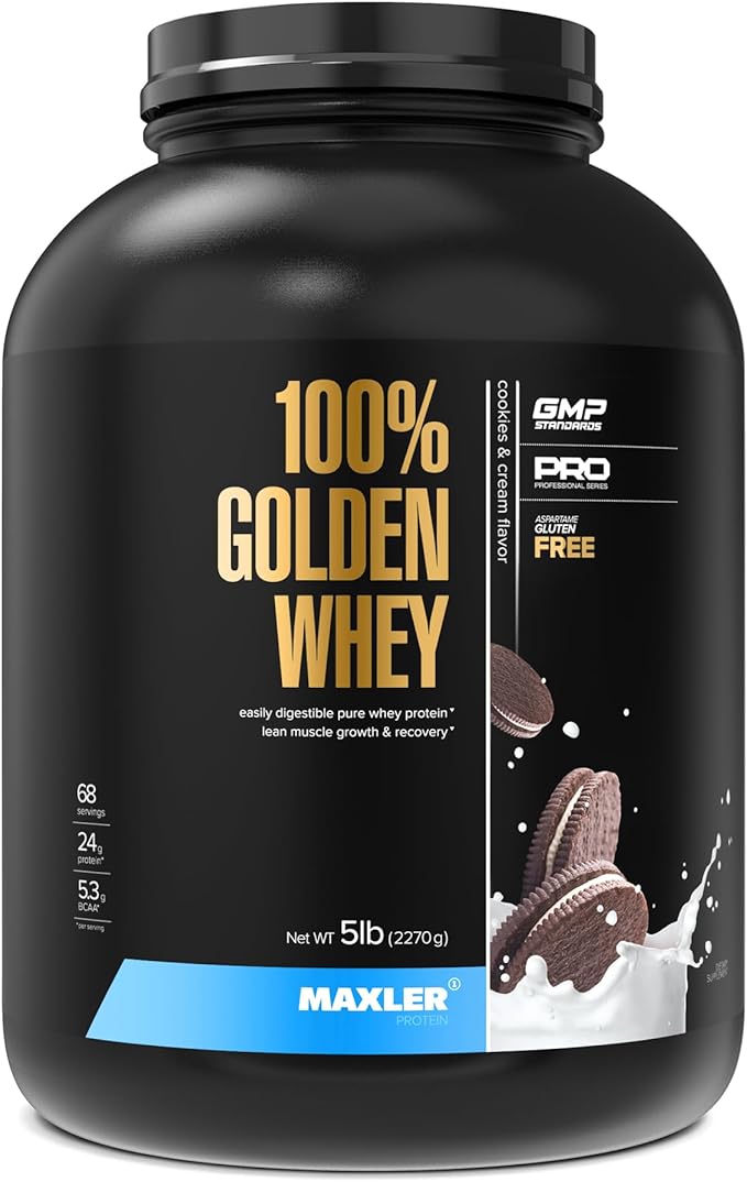 Maxler 100% Golden Whey Protein - 24g of Protein per Serving - Premium Whey Protein Powder for Pre
