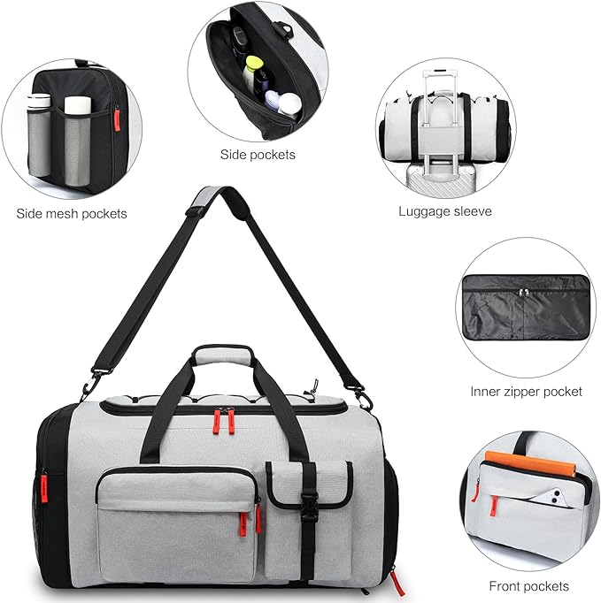 Lyweem Large Duffle Bag Backpack for Travel, 70L Heavy Duty Gym Duffel Bag with Shoes Compartment