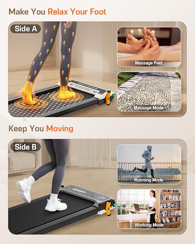 Walking Pad with Incline, Akluer Incline Treadmills for Home, 2.5 HP Under Desk Treadmill Small