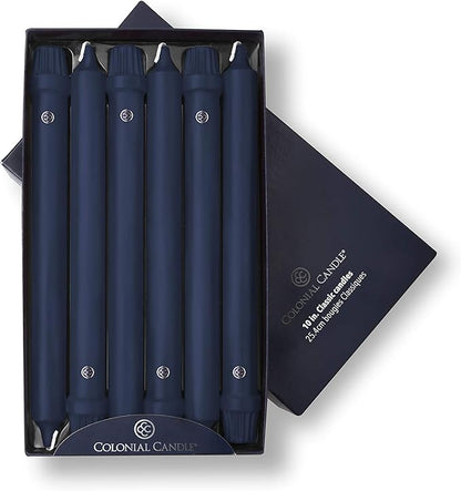 Colonial Candle Unscented Taper Candle, Classic Collection, Indigo, 10 In, Pack of 12 - Up to 8