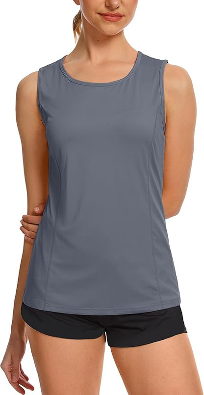 TACVASEN Women's UPF 80+ Workout Tank Top Sleeveless Quick Dry Sun Protection Hiking Athletic Gym