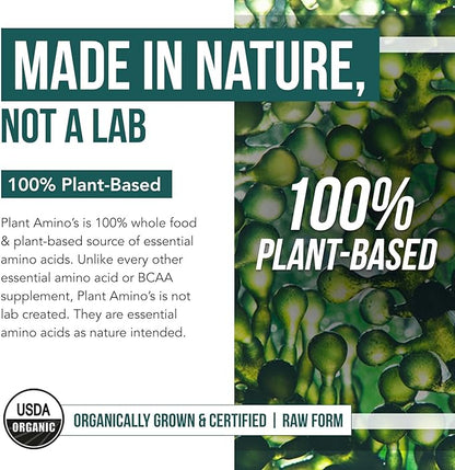 Plant Aminos Organic Essential Amino Acids (EAAs) & BCAA - 100% Plant-Based Raw, Vegan - All 9