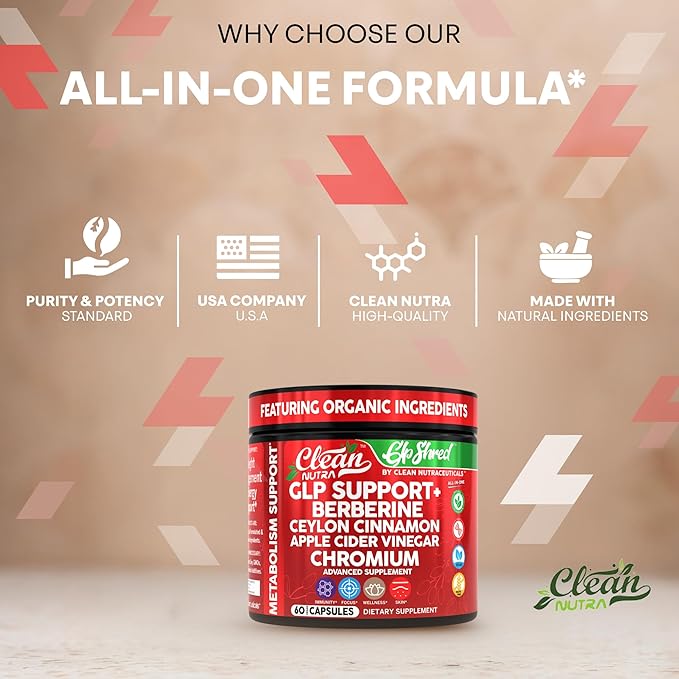GLP1 Supplement Berberine Ceylon Cinnamon Apple Cider Vinegar Chromium Turmeric PCOS Supplements