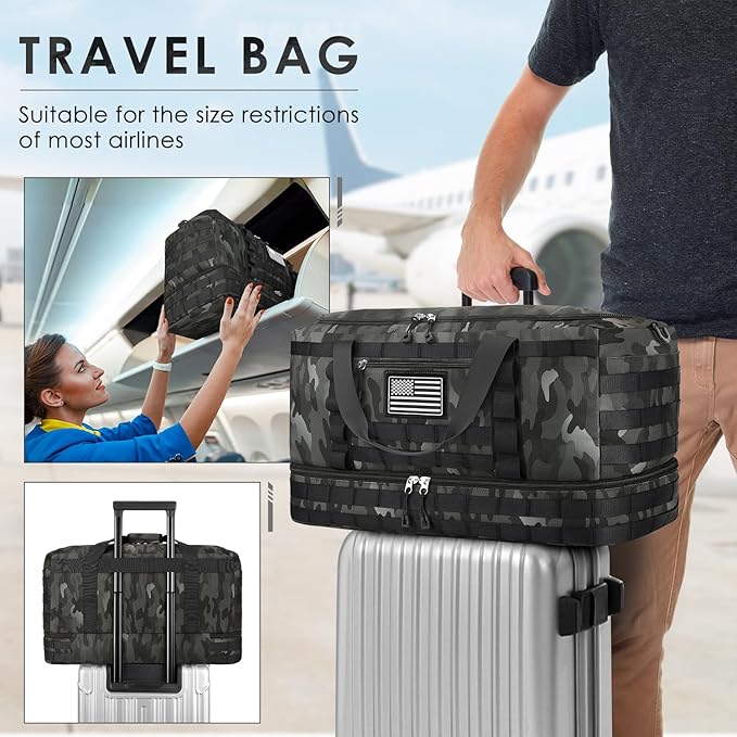 ETRONIK Travel Bag for Men Women, Gym Bag & Tactical Duffle Bags for Travel, Carry on with Toiletry