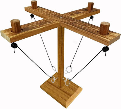 Hook Toss Game, Ring Toss Game, Handmade Wooden Ladder, Throwing Hook and Ring Battle Game for
