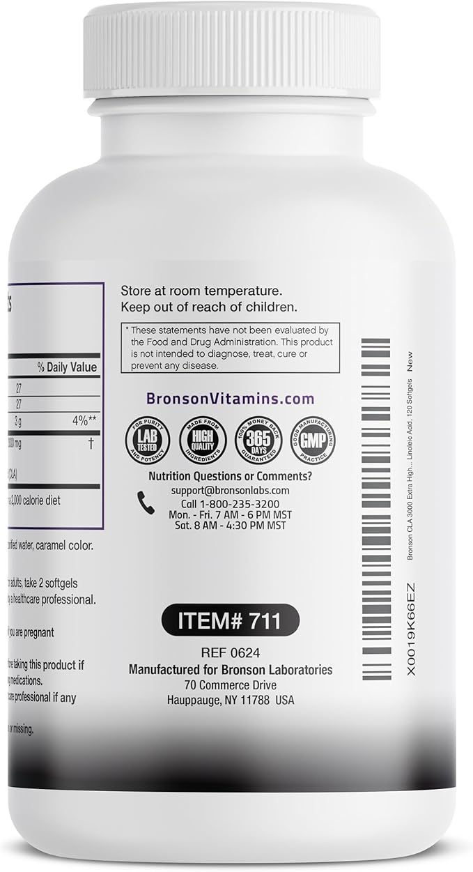 Bronson CLA 3000 Extra High Potency Supports Healthy Weight Management Lean Muscle Mass