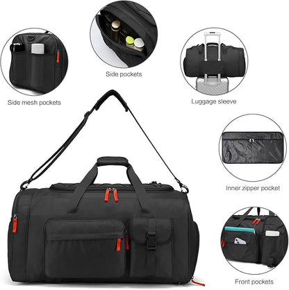 Lyweem Large Duffle Bag Backpack for Travel, 70L Heavy Duty Gym Duffel Bag with Shoes Compartment