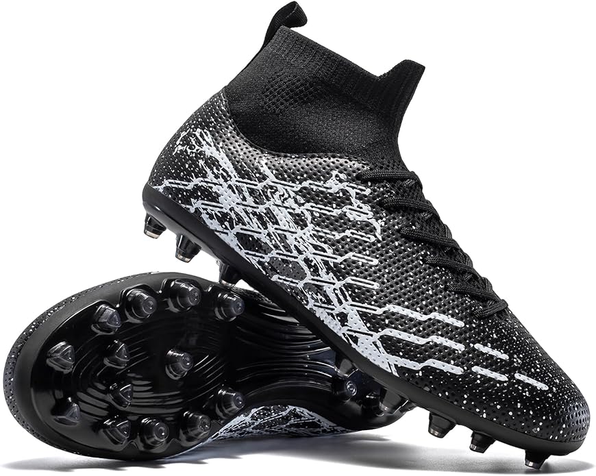 Unisex Soccer Cleats Lightweight No-Tie Lacing System Multi-Surface Football Shoes with Ankle