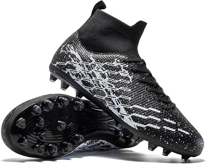 Unisex Soccer Cleats Lightweight No-Tie Lacing System Multi-Surface Football Shoes with Ankle