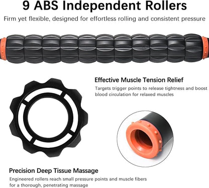 Muscle Roller Stick for Athletes -Roller Massager for Myofascial Pain Relief - Handheld Physical