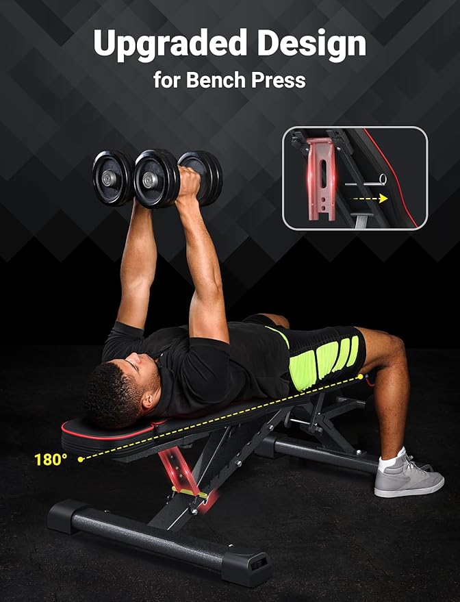 YOLEO 880LB Adjustable Weight Bench for Bench Press, MAX Foldable Weight Bench with Bench Press