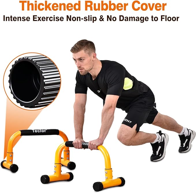 Push Up Bar, Parallettes Bars For L-sit & Dip, Heavy-Duty No Wobbling Parallel Bars Stand For