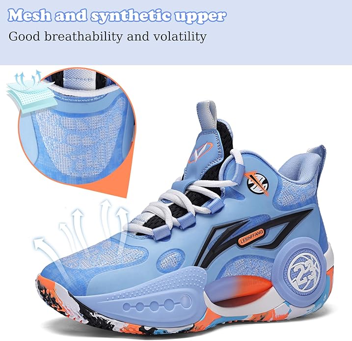JMFCHI Kids Basketball Shoes High-top Sports Shoes Sneakers Durable Lace-up Non-Slip Running Shoes