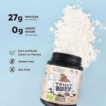 Earth Fed Muscle Truly Buff Truly Grass Fed Whey Protein Isolate - No Artificial Ingredients, Soy