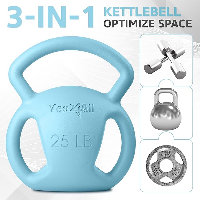 Yes4All Kettlebell, Strength Training Kettlebells for Women, Wide Multi-grip Textured Handle for