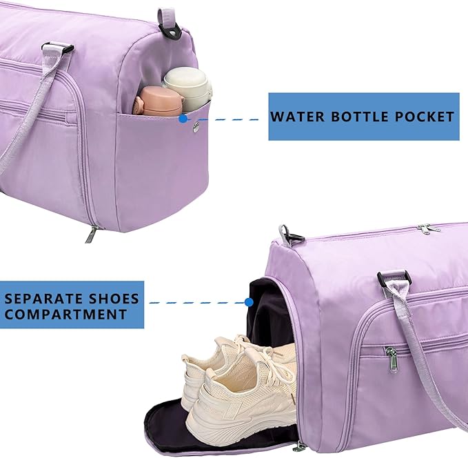 woogwin Gym Bag for Men & Women with Shoes & Wet Compartment Waterproof Duffle Bag for Travel