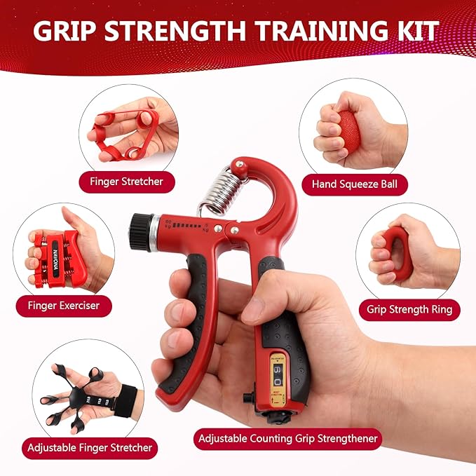 13 PCS Grip Strength Trainer Kit, Hand Gripper Strengthener, Forearm Strengthener, Finger