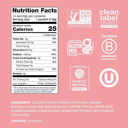 Cure Hydration | Plant-Based Electrolyte Drink Mix | No Added Sugar | FSA-HSA | Dehydration Relief