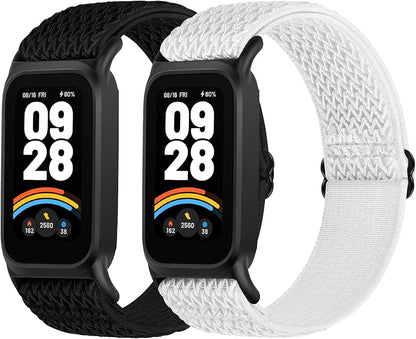 2 Pack Elastic Bands Compatible with Xiaomi Smart Band 9 Active Women Men, Soft Nylon Replacement
