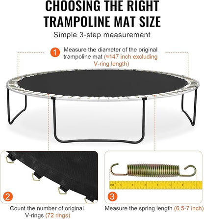 VEVOR Replacement Trampoline Mat, Universal Jumping Round Trampoline, Reinforce UV-Resistant Mat