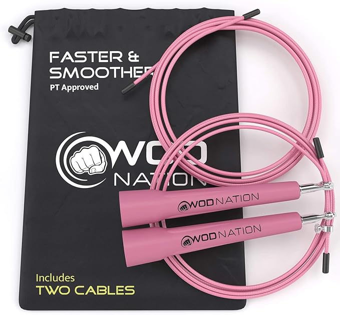 WOD Nation Adjustable Speed Jump Rope For Men, Women & Children - Blazing Fast Fitness Skipping