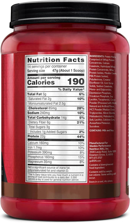 BSN SYNTHA-6 Premium Protein Powder with 6g of Fiber, Whey Protein, Micellar Casein, Milk Protein