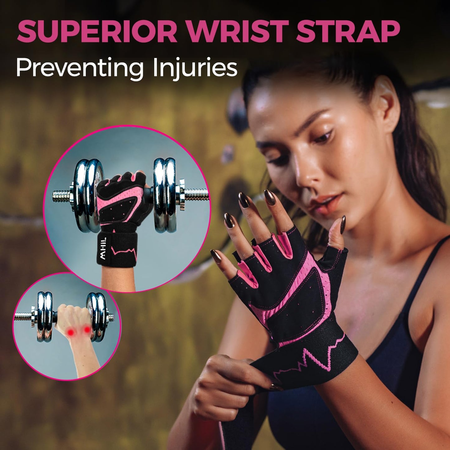 MhIL Workout Gloves for Women – Breathable Gym Gloves for Women with Palm Protection and Enhanced