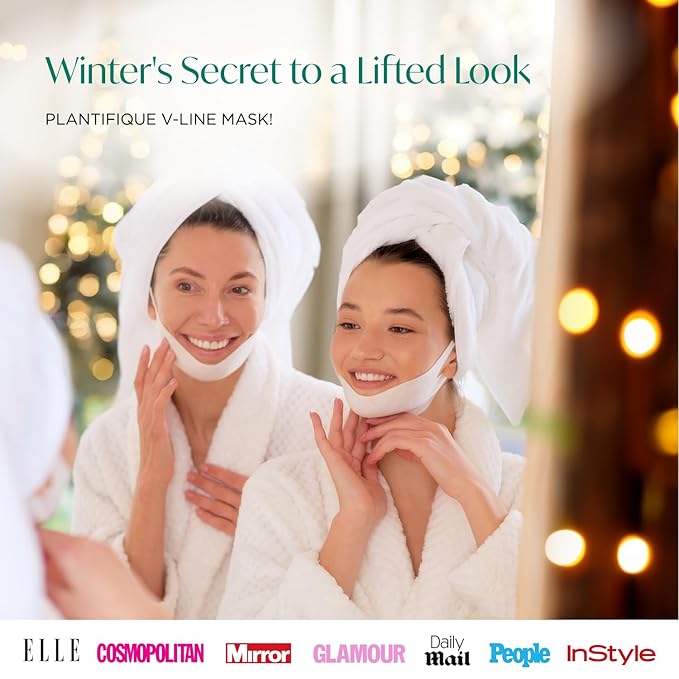PLANTIFIQUE V-Line Collagen Mask for face 15 PCS | Chin Strap for Women & Men | V Line Lifting Mask