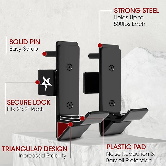Yes4All Power Rack J-Hooks & Attachments ??Heavy Duty Barbell Holders Compatible with 2x2 & 3x3