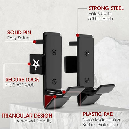Yes4All Power Rack J-Hooks & Attachments ??Heavy Duty Barbell Holders Compatible with 2x2 & 3x3