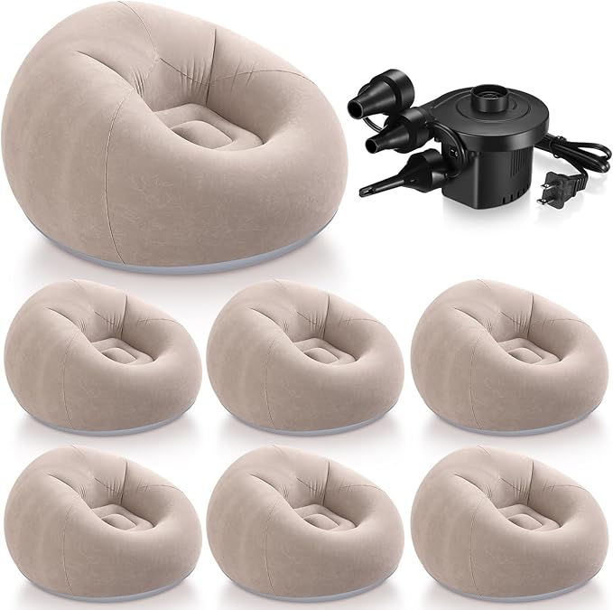 Realspring 6 Pcs Bean Bag Chairs for Adults Inflatable Chairs with Electric Air Pump,Blow up Couch