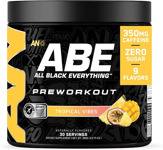 All Black Everything Pre Workout Powder | 30 Servings | Tropical Vibes | 350mg Caffeine | Nootropic
