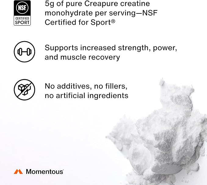 Momentous Creatine Monohydrate Powder - Creapure Creatine Powder - Supports Strength, Lean Muscle