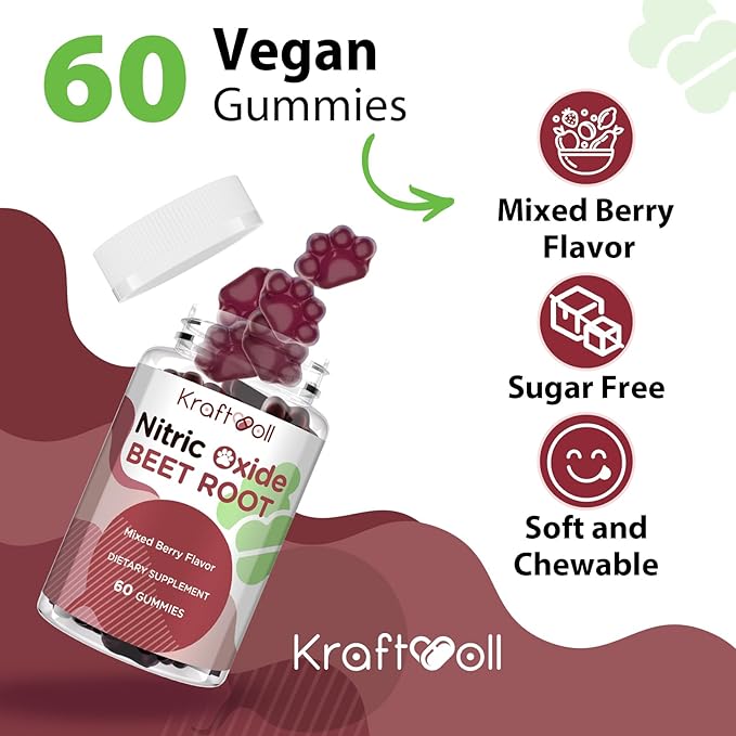 Beet Root Gummies 6000mg ??Nitric Oxide Booster with Grape Seed, Pomegranate, Vitamins C & B12