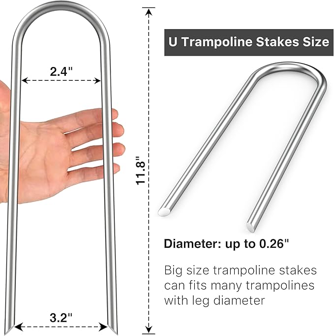 Heavy Duty Trampoline Stakes Anchors High Wind U Type Sharped Ends Safety Ground Anchors Galvanized
