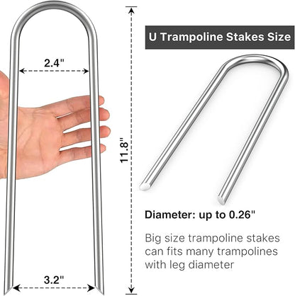 Heavy Duty Trampoline Stakes Anchors High Wind U Type Sharped Ends Safety Ground Anchors Galvanized