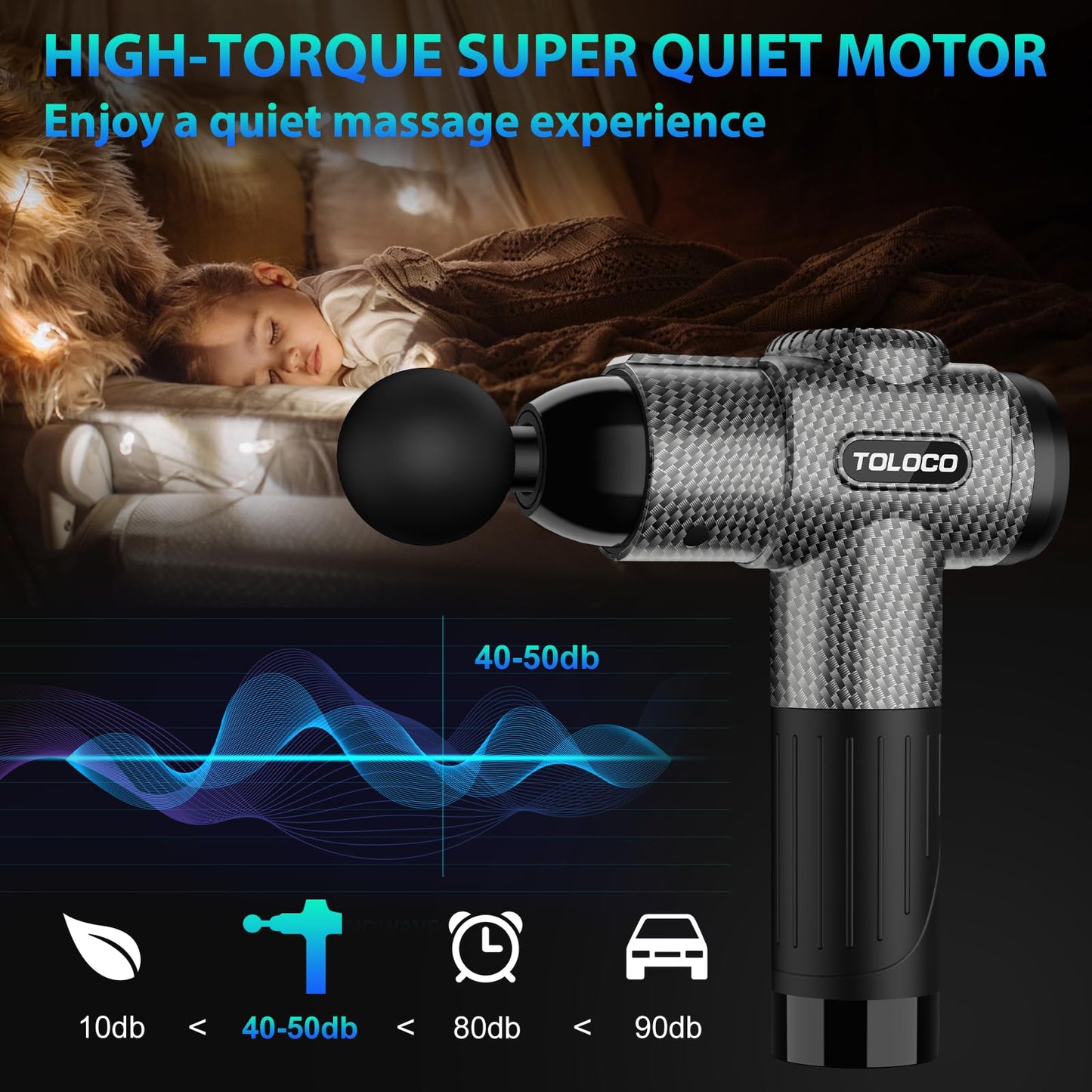 TOLOCO Massage Gun, Deep Tissue Back Massage for Athletes for Pain Relief, Percussion Massager with