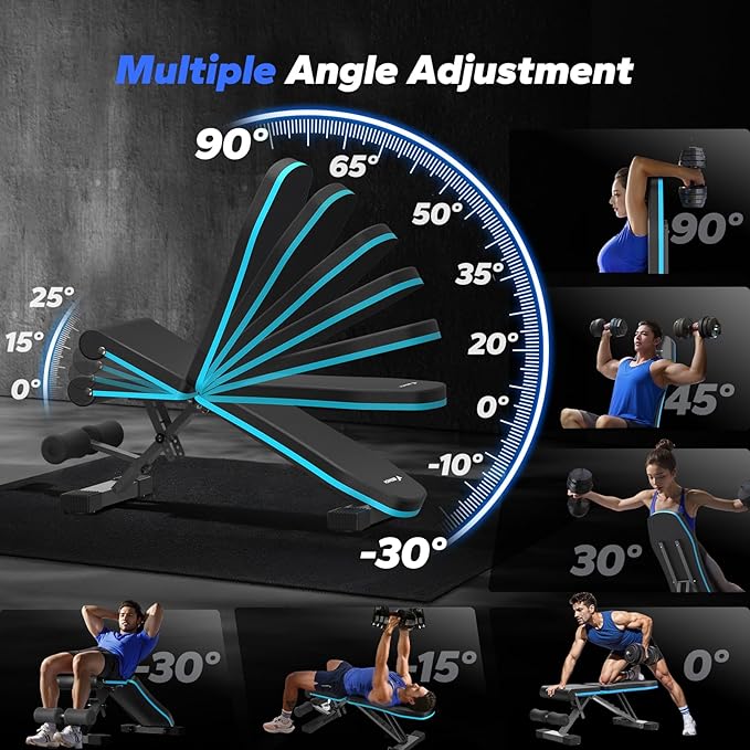 MERACH Weight Bench, Foldable Weight Benches for Home Gym with 990 LBS, Adjustable Weight Bench