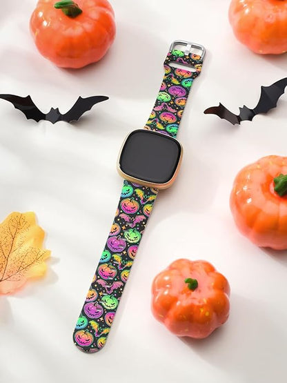 Watbro Halloween Holiday Band Compatible with Fitbit Versa 3 / Sense/Fitbit Versa 4 / Sense 2 Bands