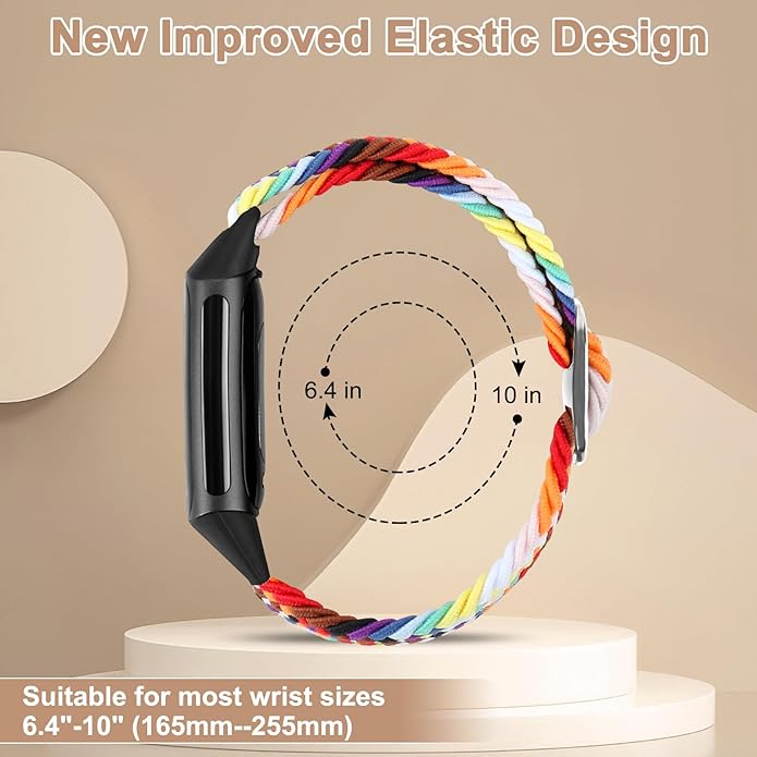 Braided Band Compatible with Fitbit Charge 6/Fitbit Charge 5, Soft Nylon Solo Loop Adjustable